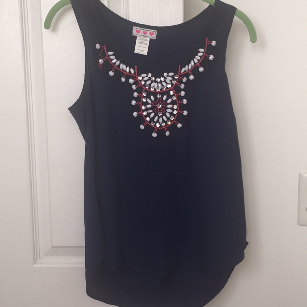 Adorable silky navy tank top